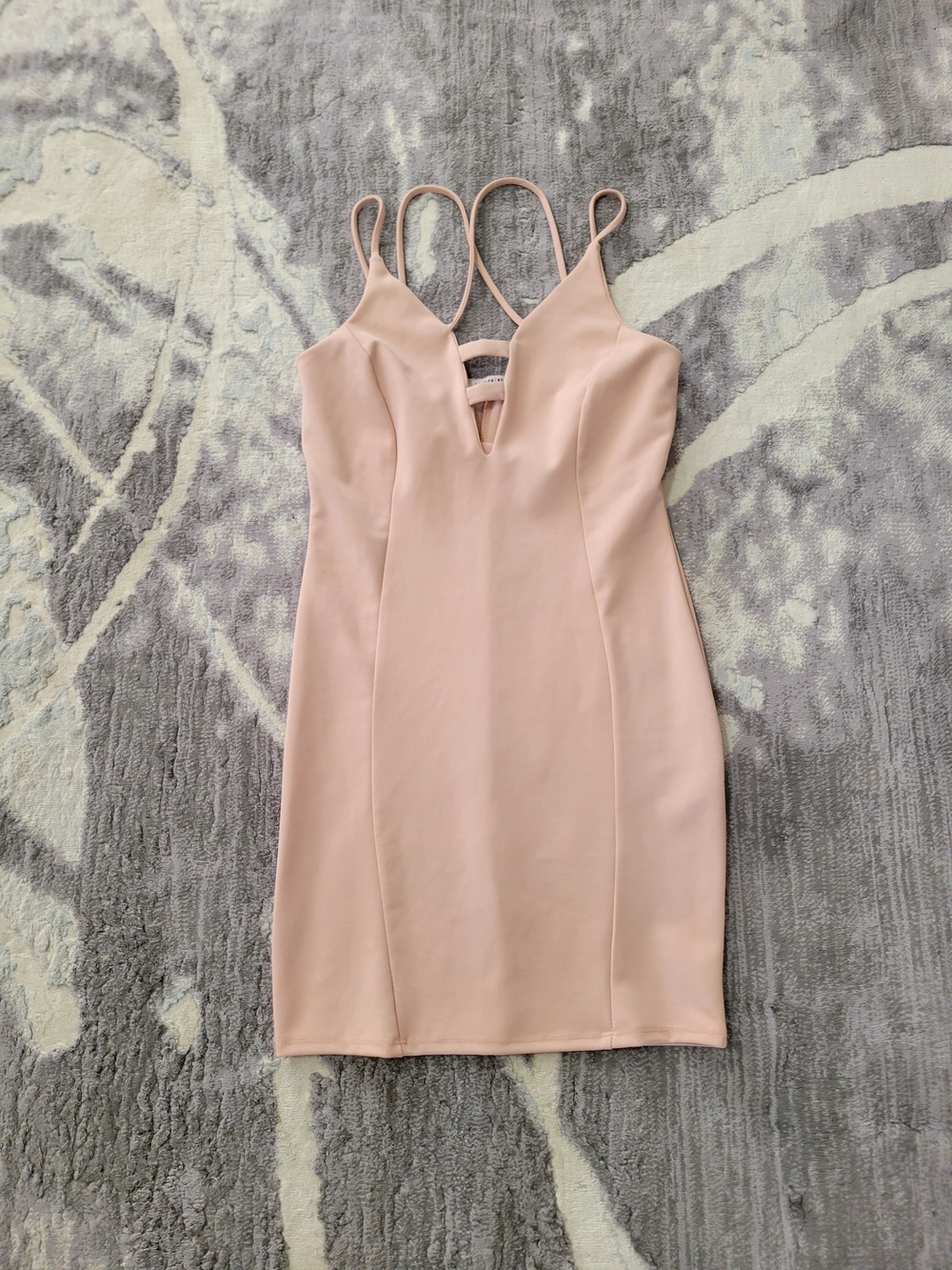 Fashion Nova Women's Blush Pink Strappy V-Neck Bodycon Dress Size M